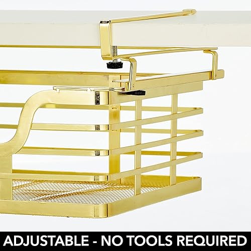 Miniatura 4 de mDesign Cestas de almacenamiento anchas de alambre de metal para despensa de cocina, armario, estante colgante extraíble, estante deslizante para