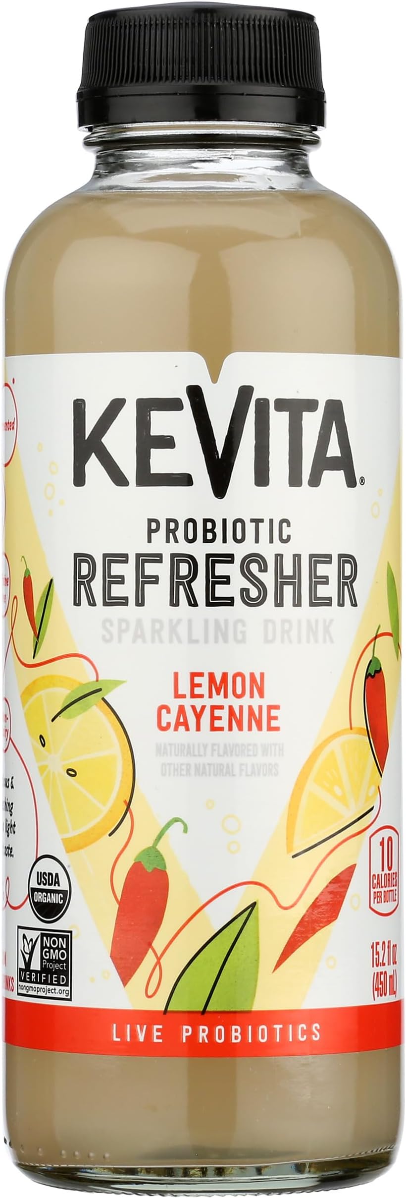 KeVita Sparkling Probiotic Drink, Lemon Cayenne, 15.2 Fl Oz