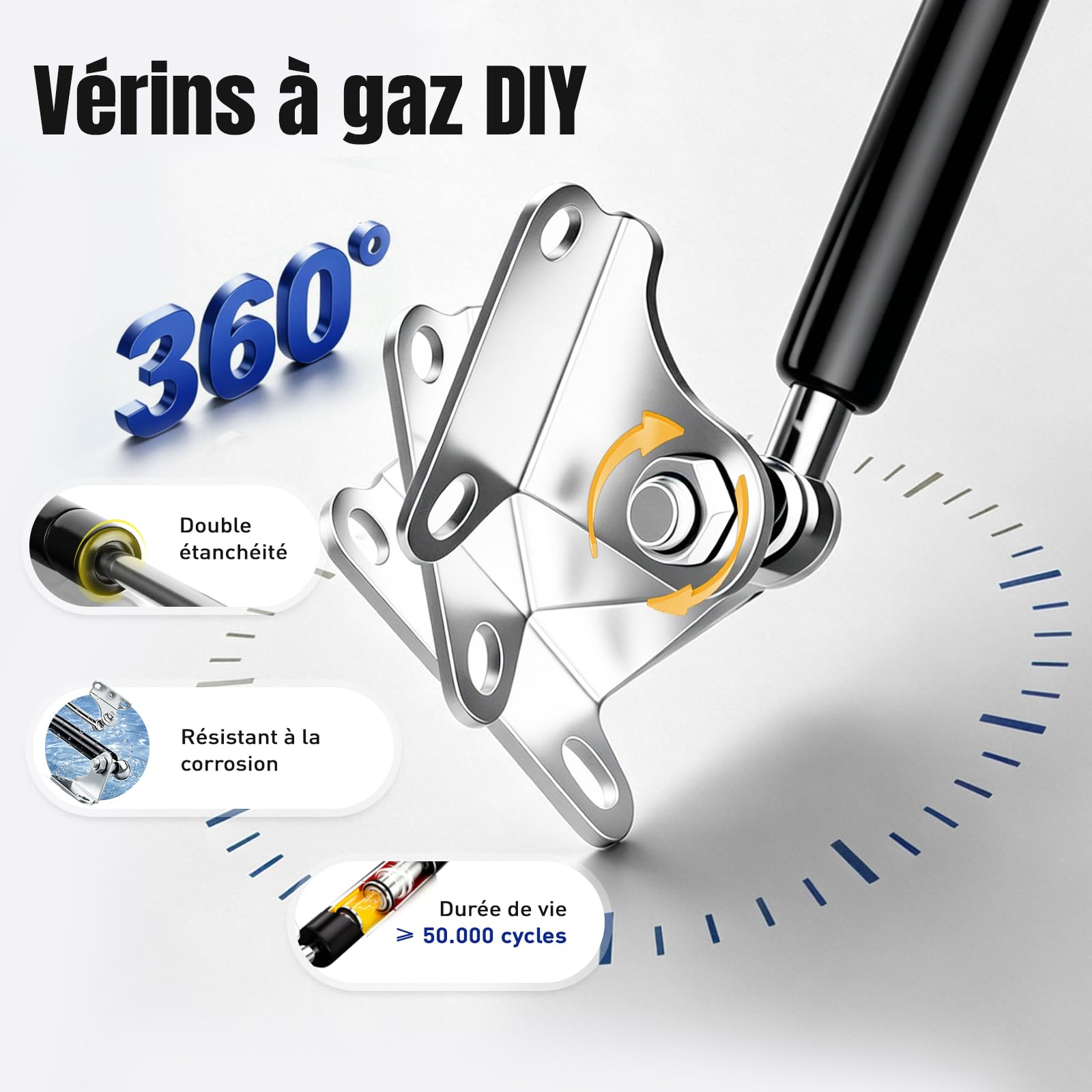 ARANA verin a gaz 500MM 200N/20KG Vérins Hydraulique avec Supports en L - pour Meuble TV Extérieur, Camion, Auvent, Porte de Sous-Sol, Coffre (Hydraulique/Équipements Lourds) - 2 Pièces