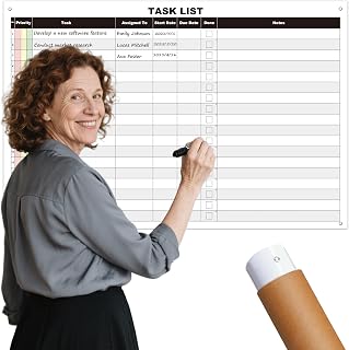 Large Dry Erase Task List,24x36 Inch Erasable Task Planner White Board For Wall, Big Whiteboard Employee Assignment Tracker For Office, Managing And Tracking Tasks To Increase Productivity