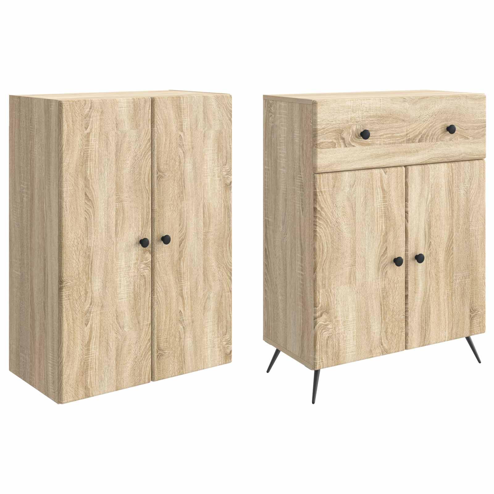 Hothingwell Chene Sonoma Design Meble 2 szt | Półka z drzwiami, modułowy schowek, oparcie Ergo, łatwe do czyszczenia