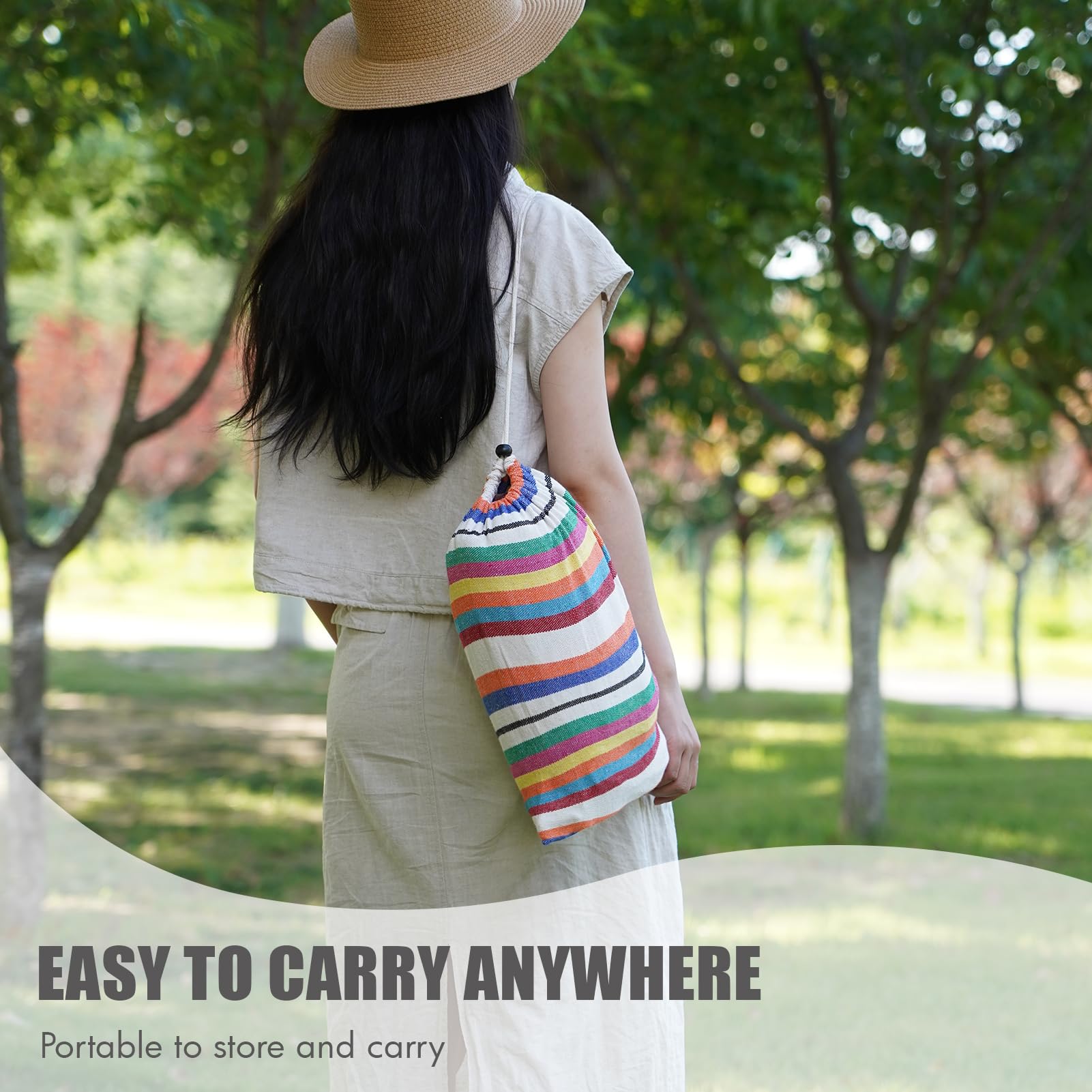 Hamac brésilien avec sangles d'arbre – Hamac portable en coton avec sac de transport pour jardin, porche, utilisation en extérieur et en intérieur Mixcolor