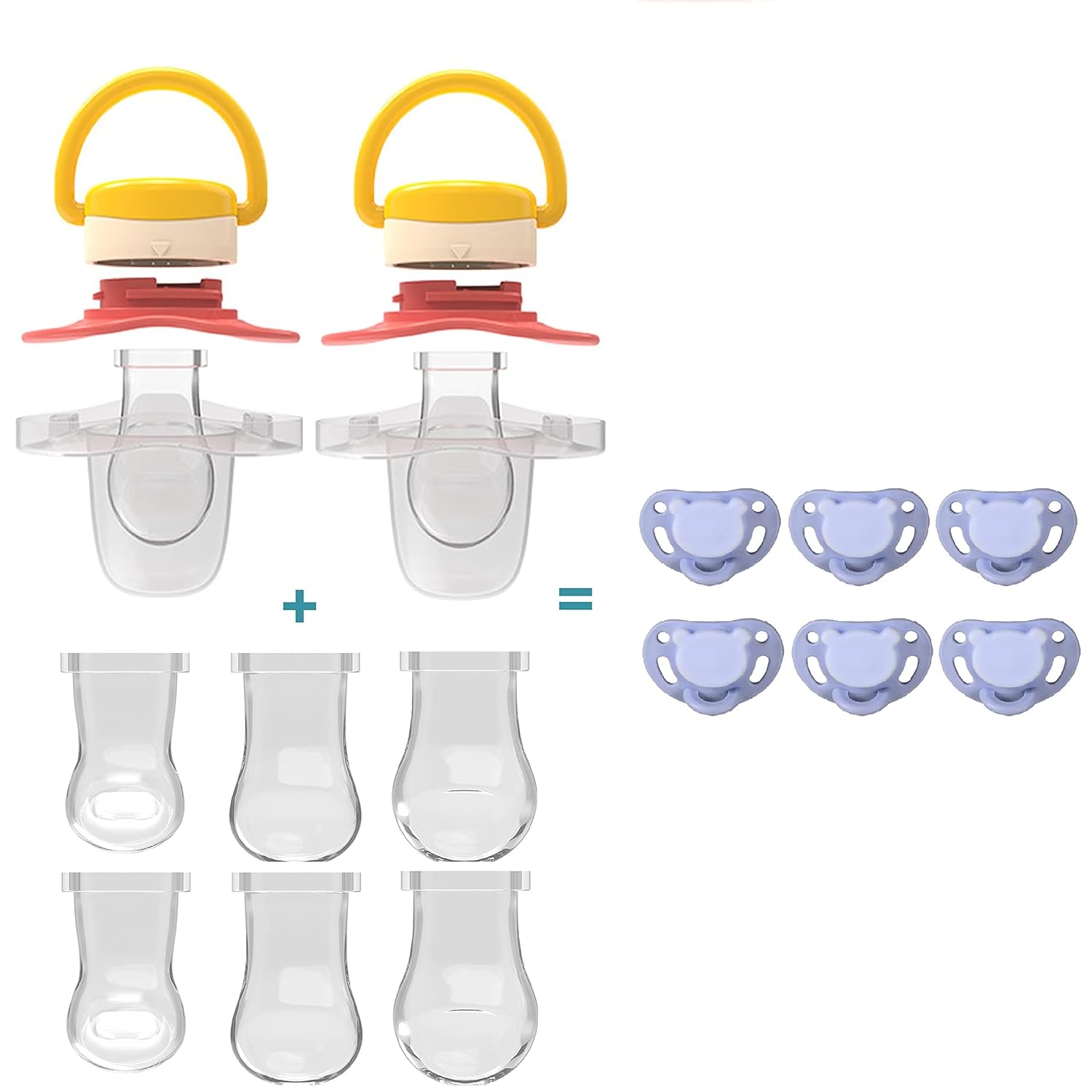 Lovely Custom Baby Detachable Pacifiers Personalized with Name Bring Replacement Nipple (2 Pcs) Includes 6 Different Sized Silicone Teat for Boy and Girl Baby Shower Gift (Color 6)