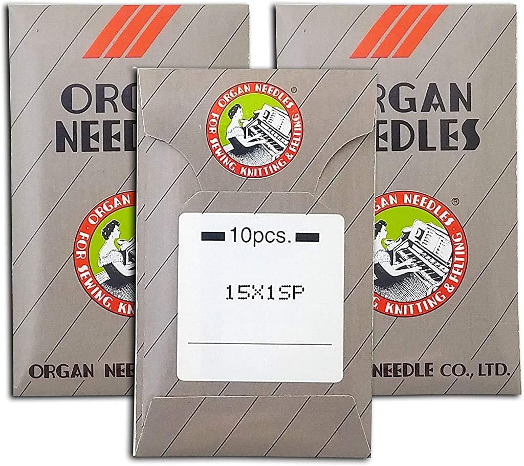60 Organ 15X1SP HAX1SP Ball Point or Sharp Stretch Chrome Plated Elastic Home Sewing Machine Needle Flat Shank ~ Assorted Sizes 11,12 &14 (Sharp (11,12 &14))