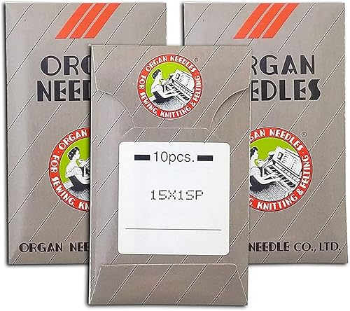 60 Organ 15X1SP HAX1SP - Punta esférica o afilada, elástica, cromada, para máquina de coser para el hogar, vástago plano, varios tamaños 11, 12 y 14