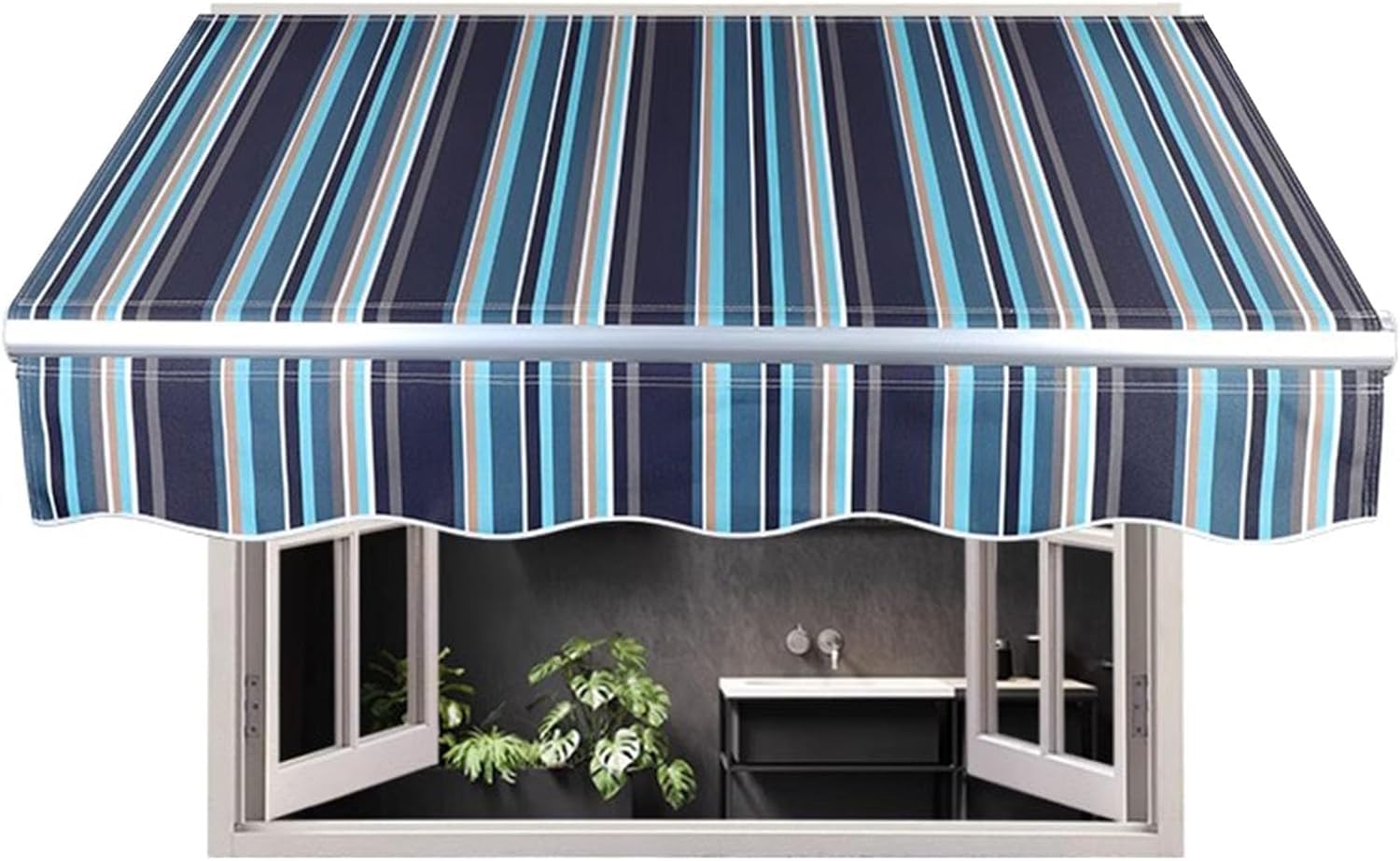 Tela de toldo retráctil para cenar en el jardín bajo una lona impermeable ELzEy