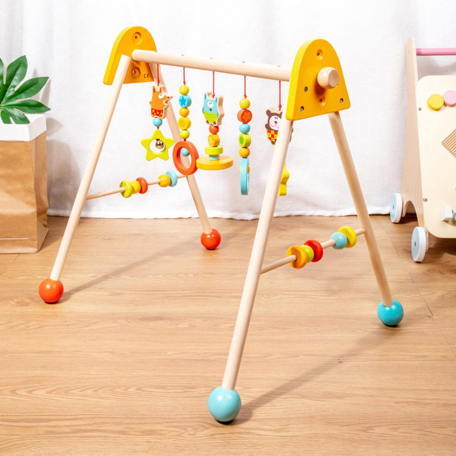 Gimnasio de Madera para Bebés, Marco de Gimnasio para Jugar con Juguete Colgante de Madera para Bebés