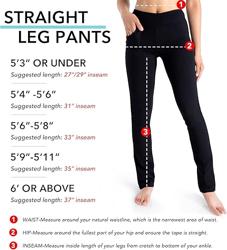 Miniatura 4 de Yogipace, 5 bolsillos, 27"29"31"33"35"37", pantalones de yoga de pierna recta para mujer