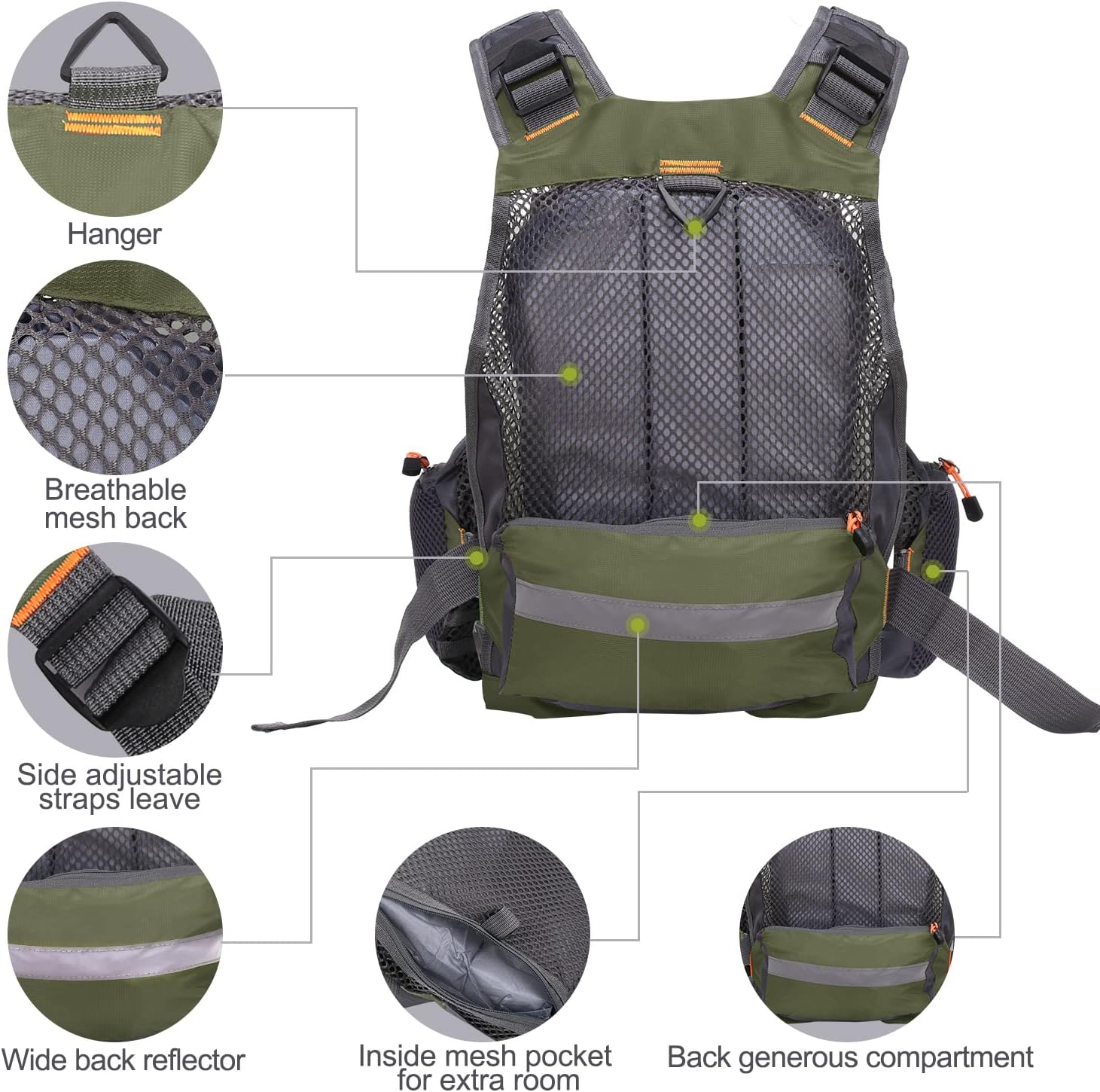 Lixada Fly Fishing Vest Fishing Jacket Breathable Polyester Mesh Design Fishing Vest