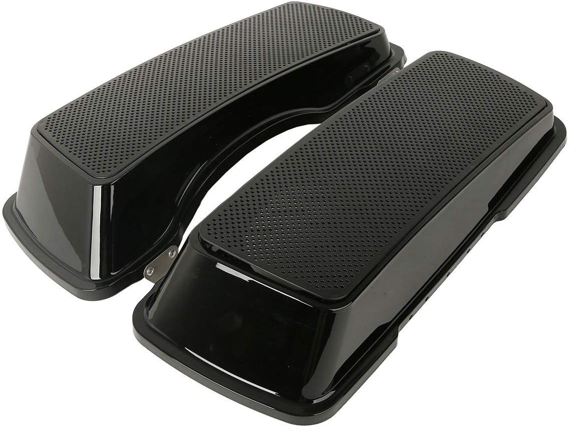 XMT-Moto Vivid Black Hard Saddlebag Speaker Lids w/Dual 6 x 9 inch Speaker grilles fits for Harley Davidson Touring Road Street Glide 1993-2013