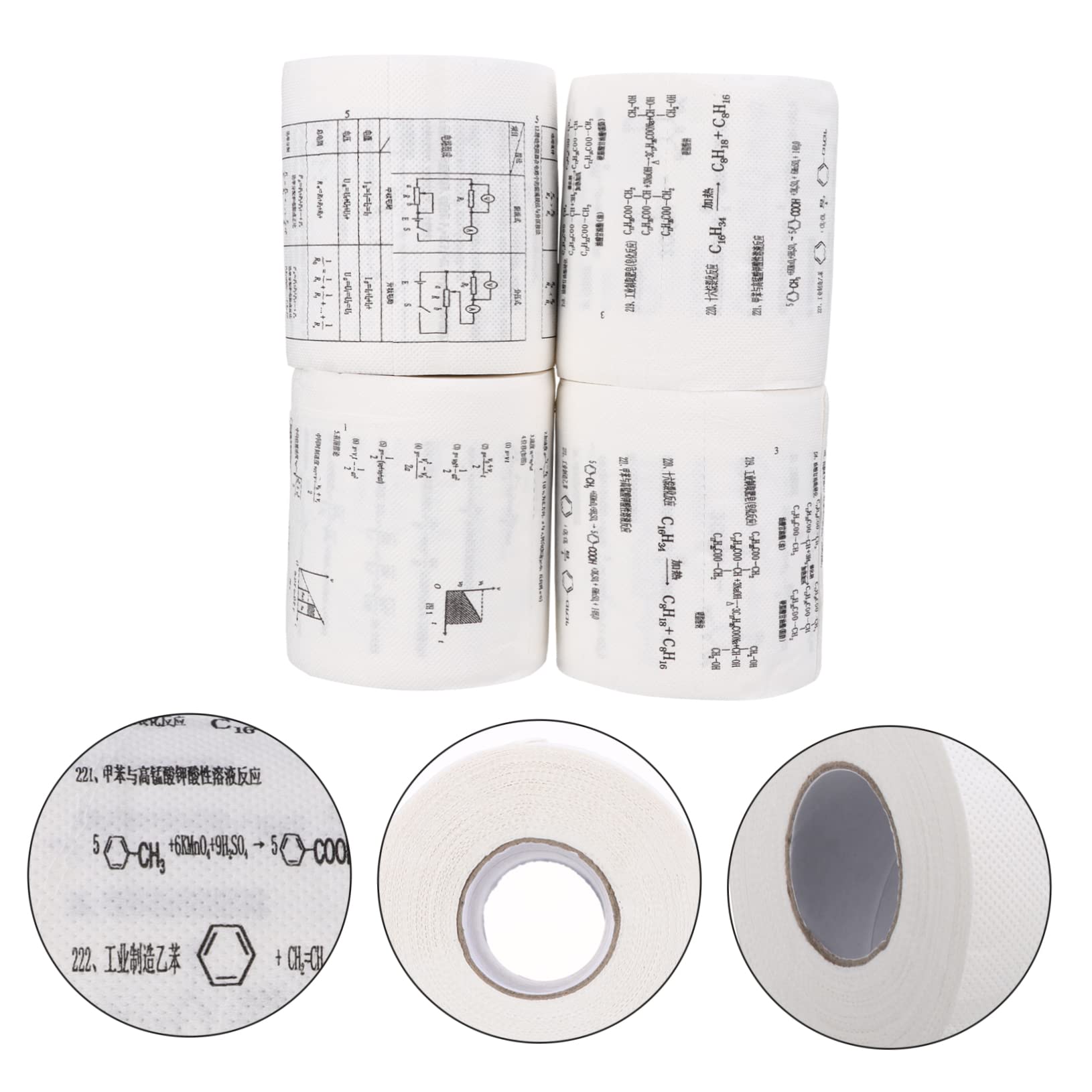 Produktbild von GARVALON 4 Rollen Toilettenpapier Mit Chemisch-physikalischen Formeln – Lustiges Geschenk, 10x10x10 Cm