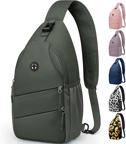 Vista 25 de Bolsos cruzados para mujeres y hombres, mochila de moda, bolsa casual para el pecho con correa de hombro convertible Negro
