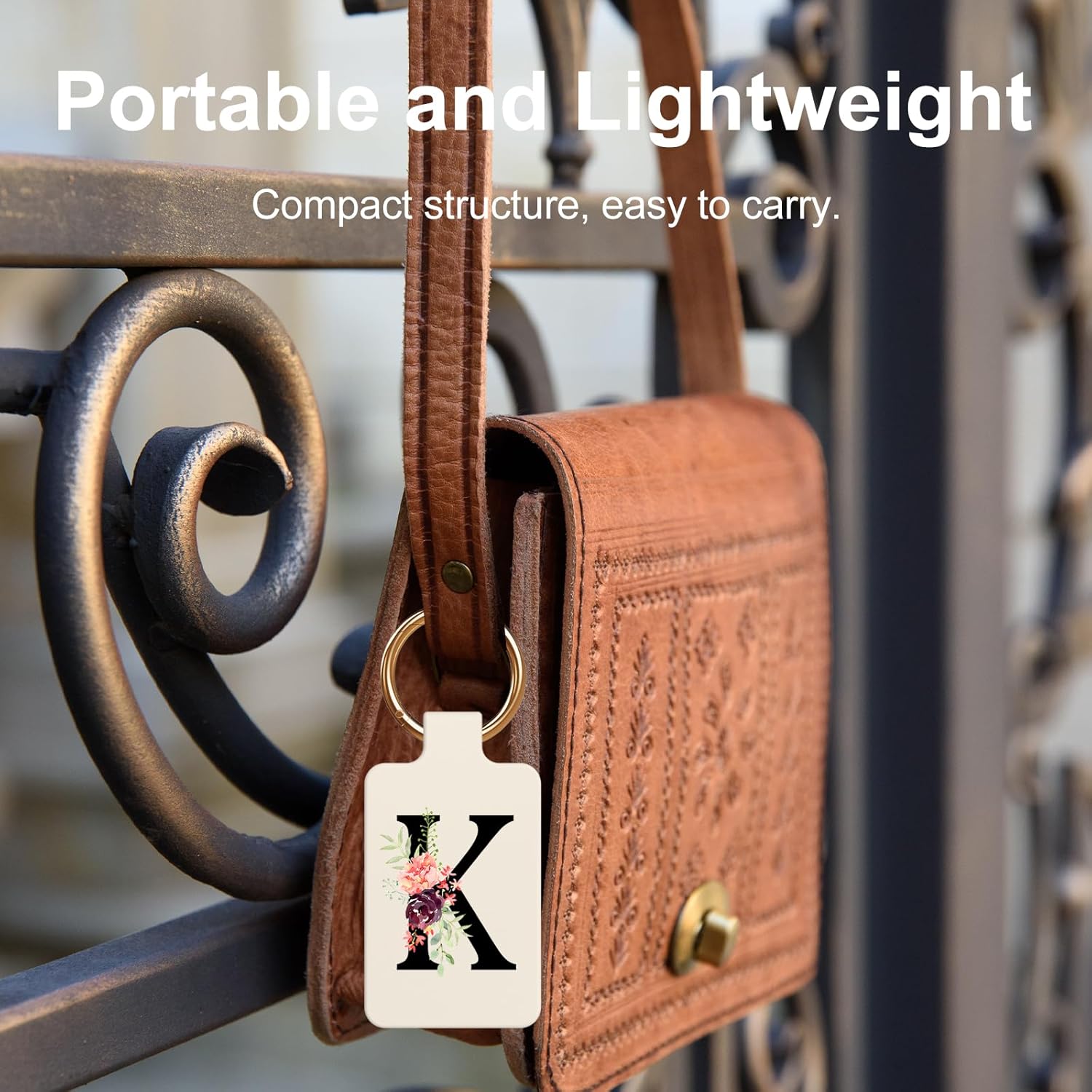 Letter A-Z Strong Magnetic Purse Holder Stylish Floral Design Handbag Hanger for Women Suitable for Table Tops Metal Wall Door Hinge Frame Shopping Cart Valentine's Day Gift Bag Charms - Image 4