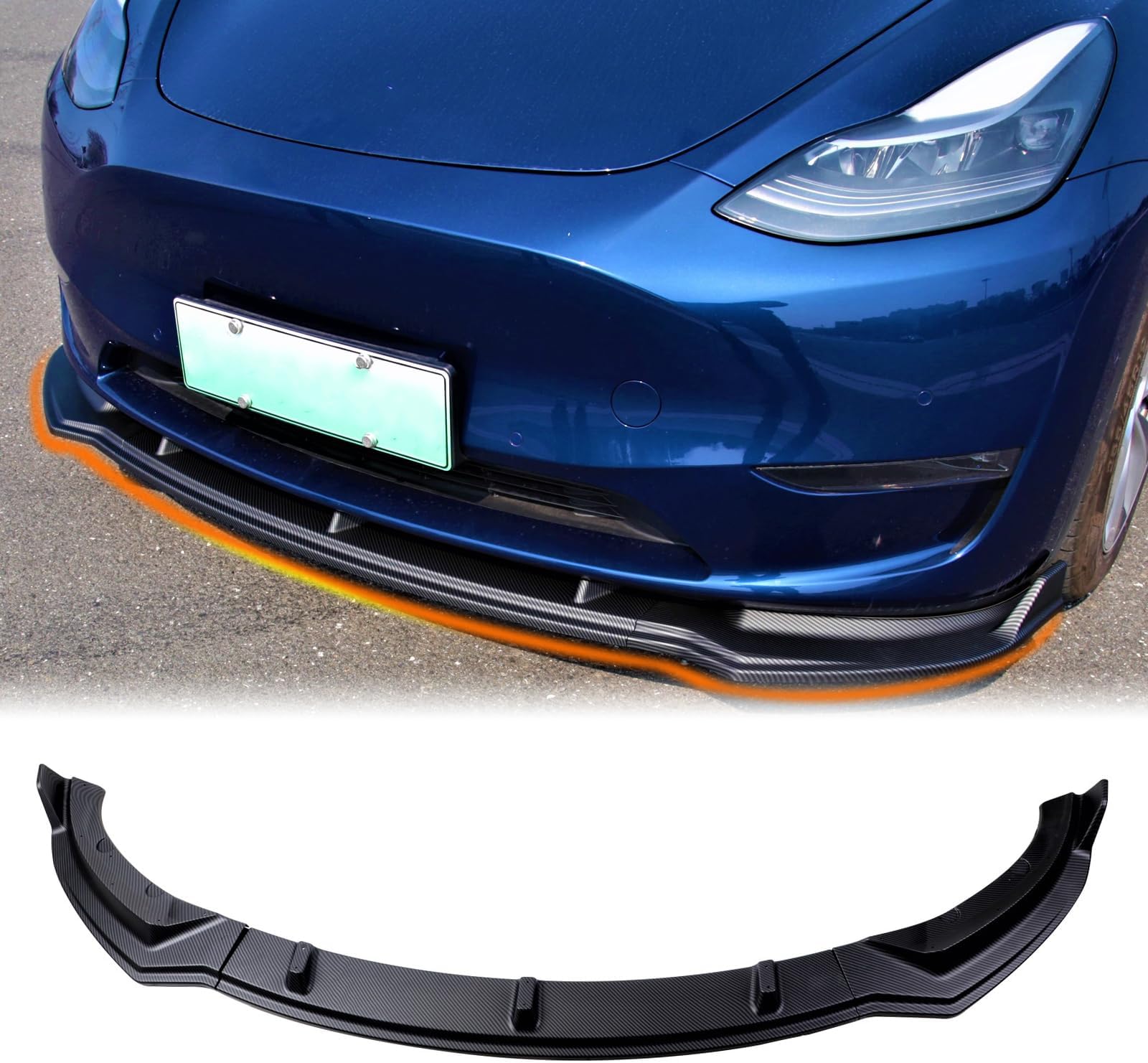 Front Bumper Lip Front Spoiler Front Wing Fit for Tesla Model Y Accessories 2020 2021 2022 2023 2024 (Matte Carbon Fiber Pattern)