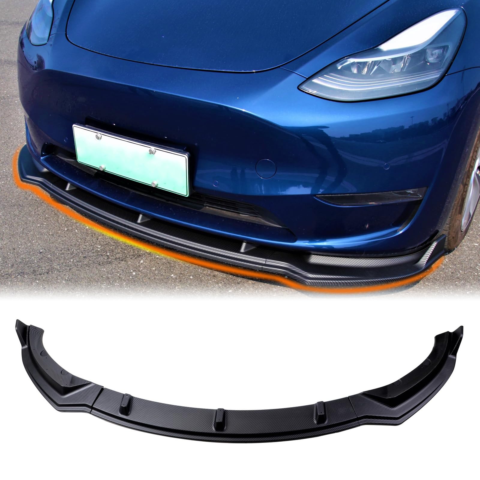 Front Bumper Lip Front Spoiler Front Wing Fit for Tesla Model Y Accessories 2020 2021 2022 2023 2024 (Matte Carbon Fiber Pattern)