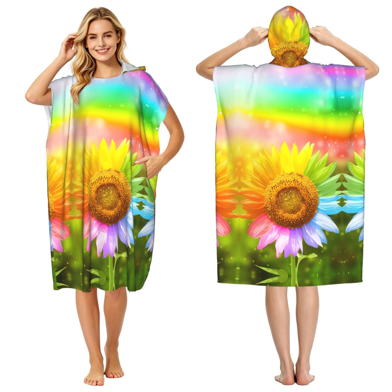 Peignoir à capuche tournesol pour plage et piscine