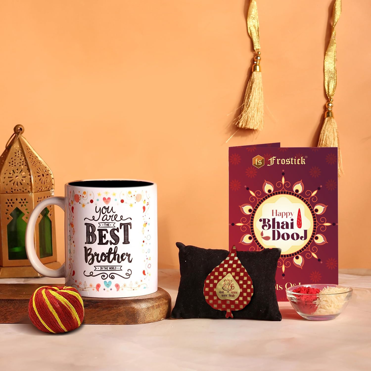Frostick Bhai dooj Chocolate Mug Combo | Gift Combo for Brother | Brother Mug, Greeting card, Kalawa Dhaga, Roli,Chawal and Silver Coin (B0CK5LG8PL) Amazon Price History, Amazon Price Tracker