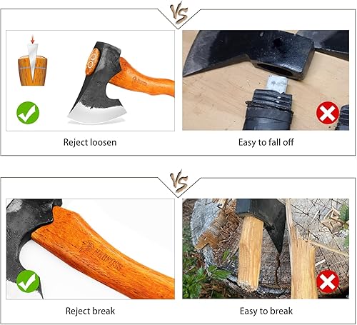 Miniatura 3 de NEDFOSS Mammoth - Hacha de hacha de camping de 15.5 pulgadas con acero de alto carbono 1065 y mango de madera, hacha multiusos para campamento,