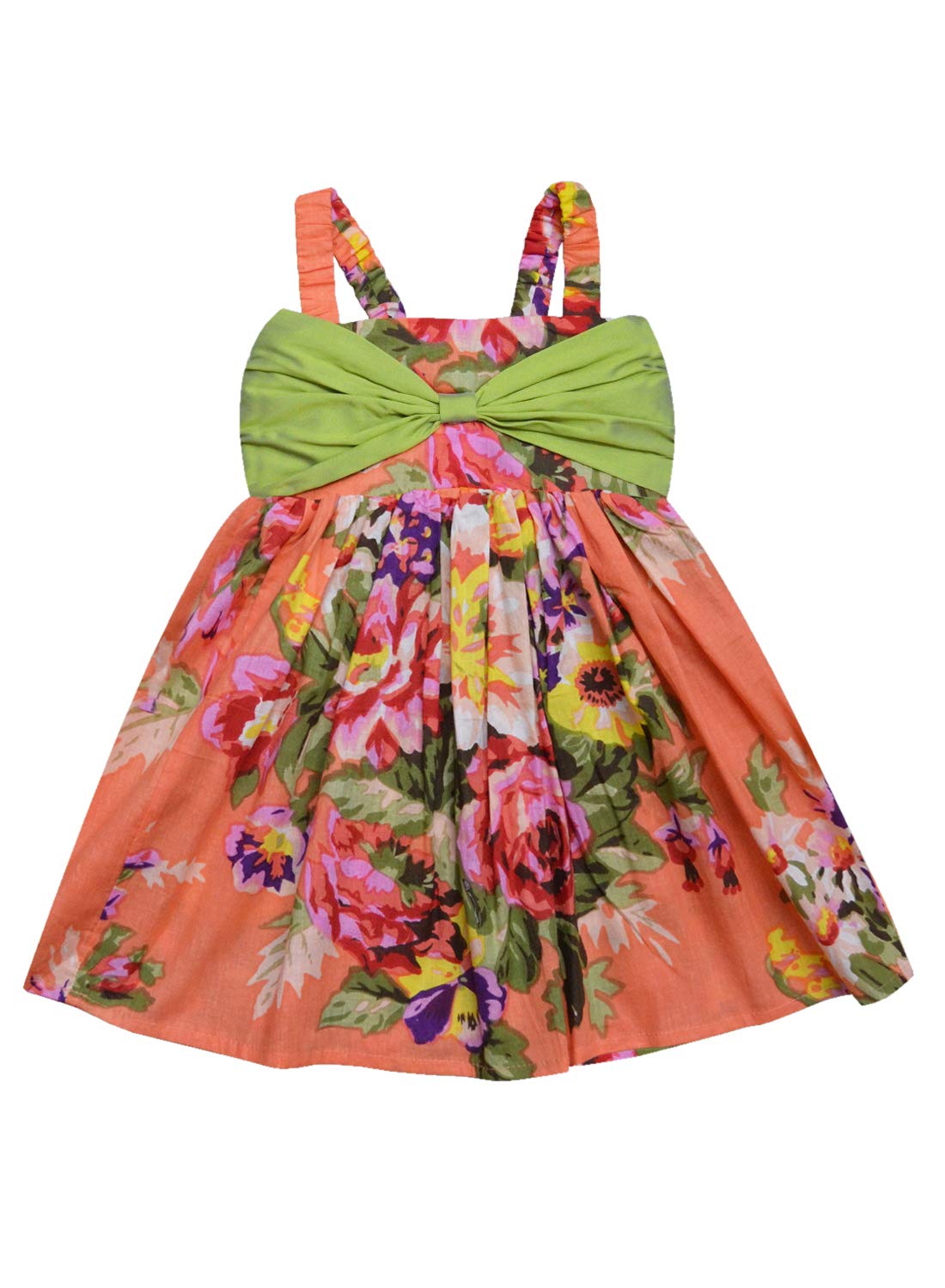 A.T.U.N Girl's Cotton Empire Mini Dress (GDRS KAD FAP_Peach_6-7 YR)