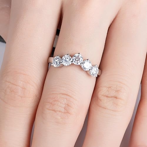 Miniatura 4 de Anillos de eternidad de moissanita, anillos de boda, color D, claridad VVS1, redondo, corte brillante, plata de ley 925, 56 piedras, anillos de