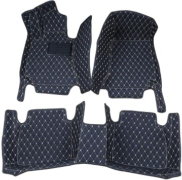 Worth-Mats Custom Fit Luxury XPE Leather Waterproof Floor Mat for Mitsubishi Lancer 2008-2018-Current Black with Gold Stitching