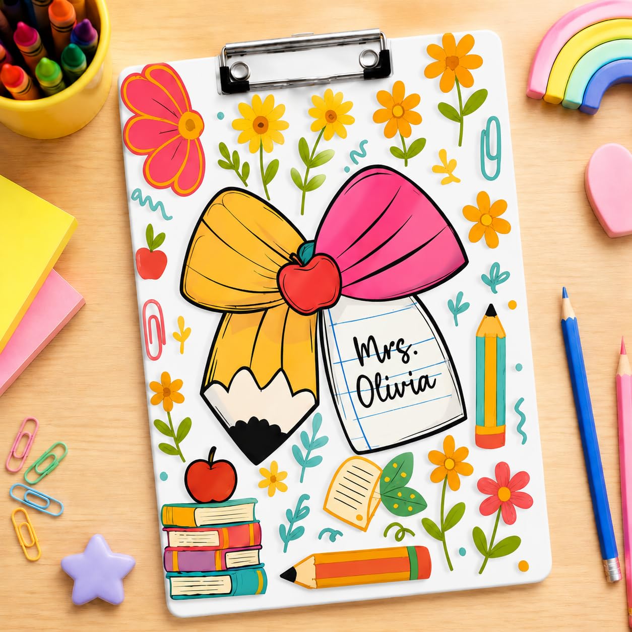 Personalised A4 Acrylic Clipboard with Name for Teachers