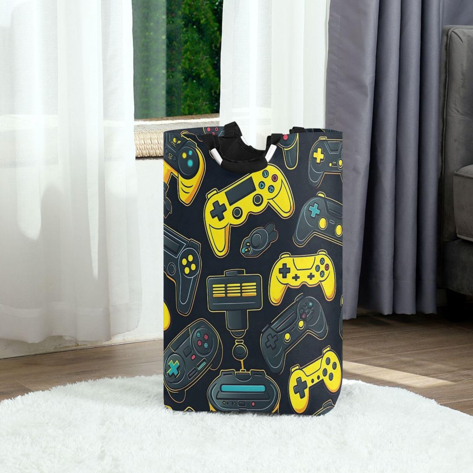 Jihqo Laundry Hamper Basket St Patrick's Clover Pattern Collapsible Nursery Storage Bin Waterproof Clothing Baskets for Home Bedroom Bathroom Washing Room