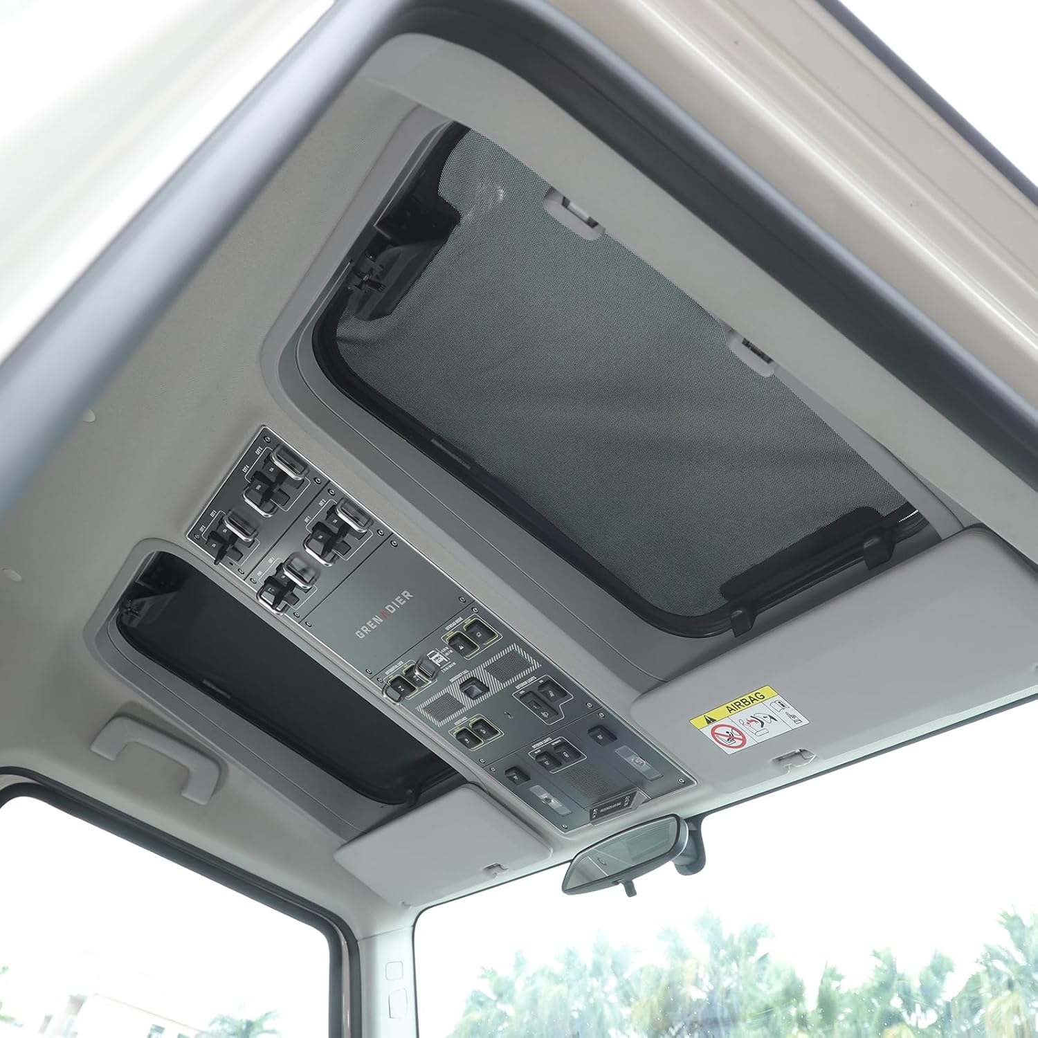 Car Sunroof Sun Shade Breathable Mesh Compatible with Ineos Grenadier 2020-2026 Foldable Roof Sunshade Automotive Sunroof UV Sun Protection Accessories (Black)