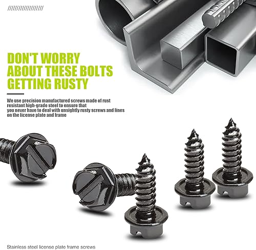 Miniatura 3 de ZKFAR 8 tornillos para marco de matrícula de automóvil, kit de fijación de acero inoxidable 304, pernos de montaje autorroscantes antioxidantes,