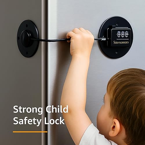Miniatura 4 de Strongholden - Combinación de cerradura para refrigerador, a prueba de niños, bloqueo de congelador a prueba de niños, cuida a tu familia con