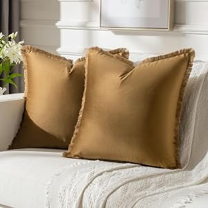 FUTEI Pack of 2 Velvet Decorative Throw Pillow Covers 24x24 Inch, Brown