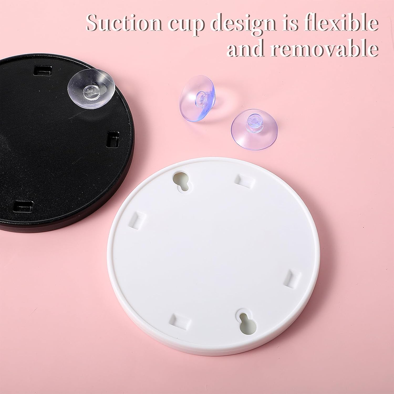 Dimeho 2 Pcs 15 X Magnifying Makeup Mirror, 3.5 Inch Compact Magnifying Mirror with 2 Suction Cups Travel Cosmetic Magnified Mirror Portable Handheld Shower Mirror for Makeup Application, White/Black
