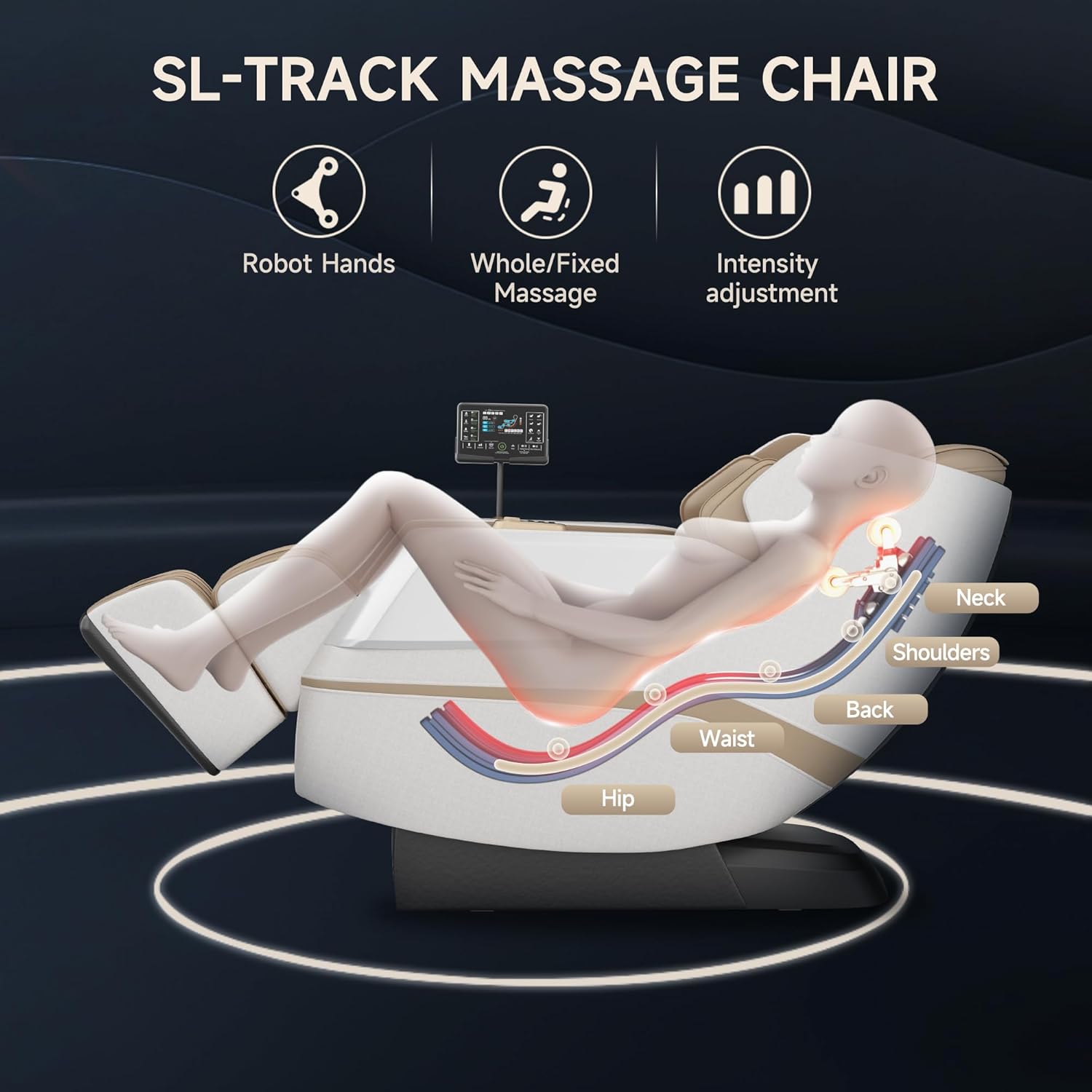 Real Relax 3D Massage Chair Full Body SL Track, Zero Gravity Recliner with Electric Extendable Footrest, Deep Yoga Stretch, 16 Auto Modes, Auto Body Scan, Foot Rollers, Favor 27 Brown