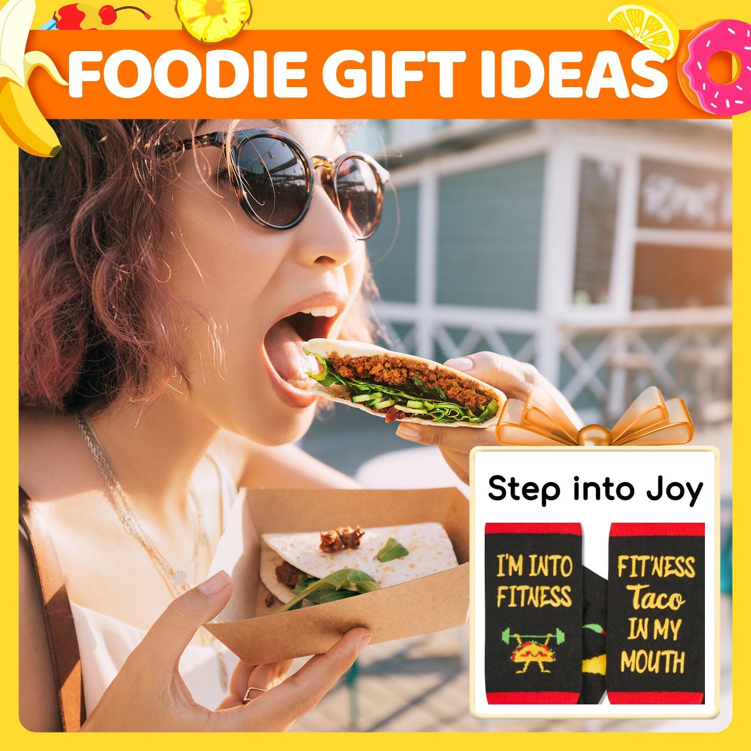 HAPPYPOP Food Socks for Men Women - Taco Bacon Egg Socks, Taco Bacon Food Lovers Gifts - Image 7