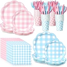 168 Pcs Baby Gender Reveal Plates and Napkins Set