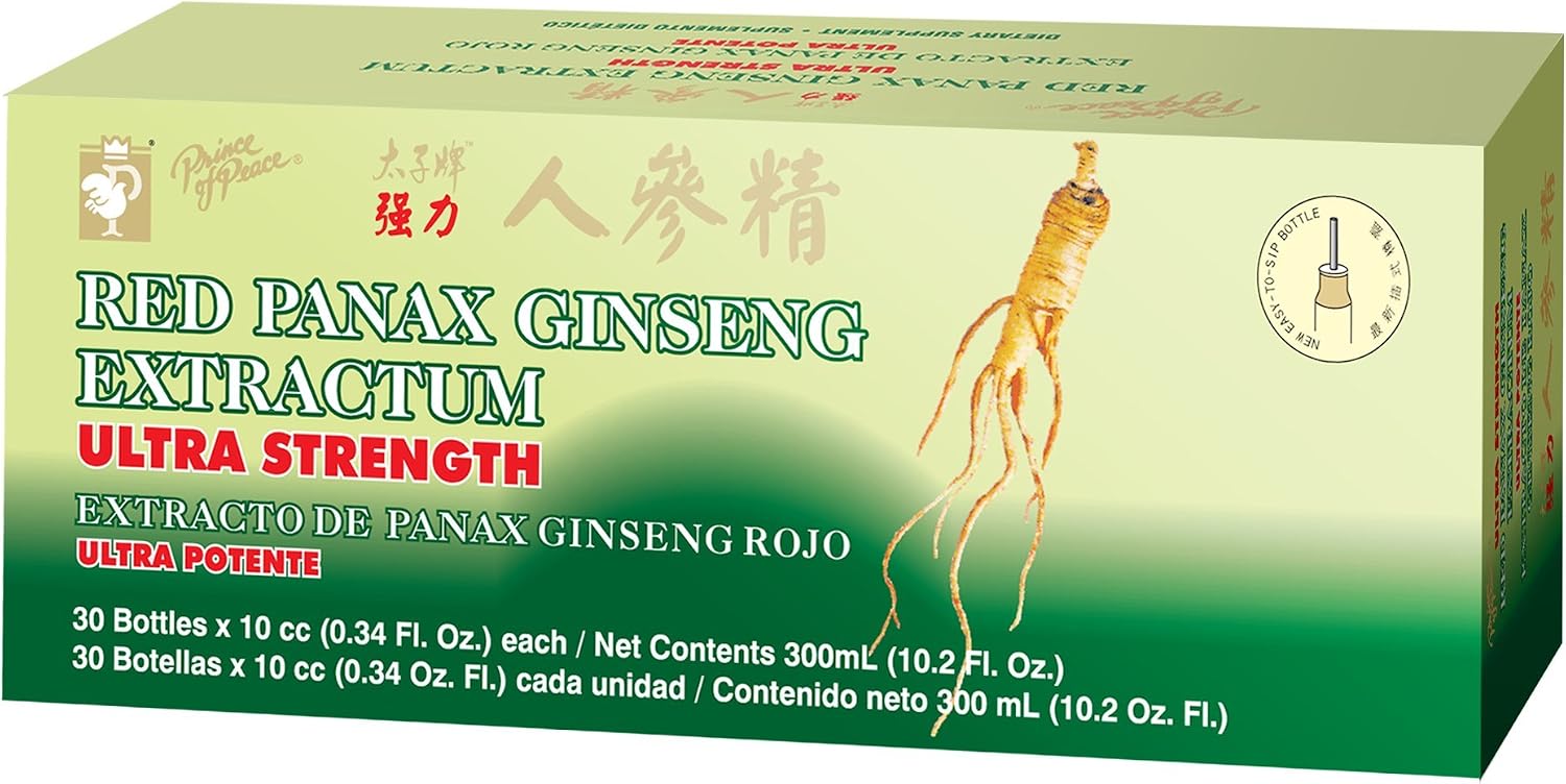 Ultra Strength Red Panax Ginseng Extract - Prince of Peace, 30 btl, 10cc each, Pack of 3