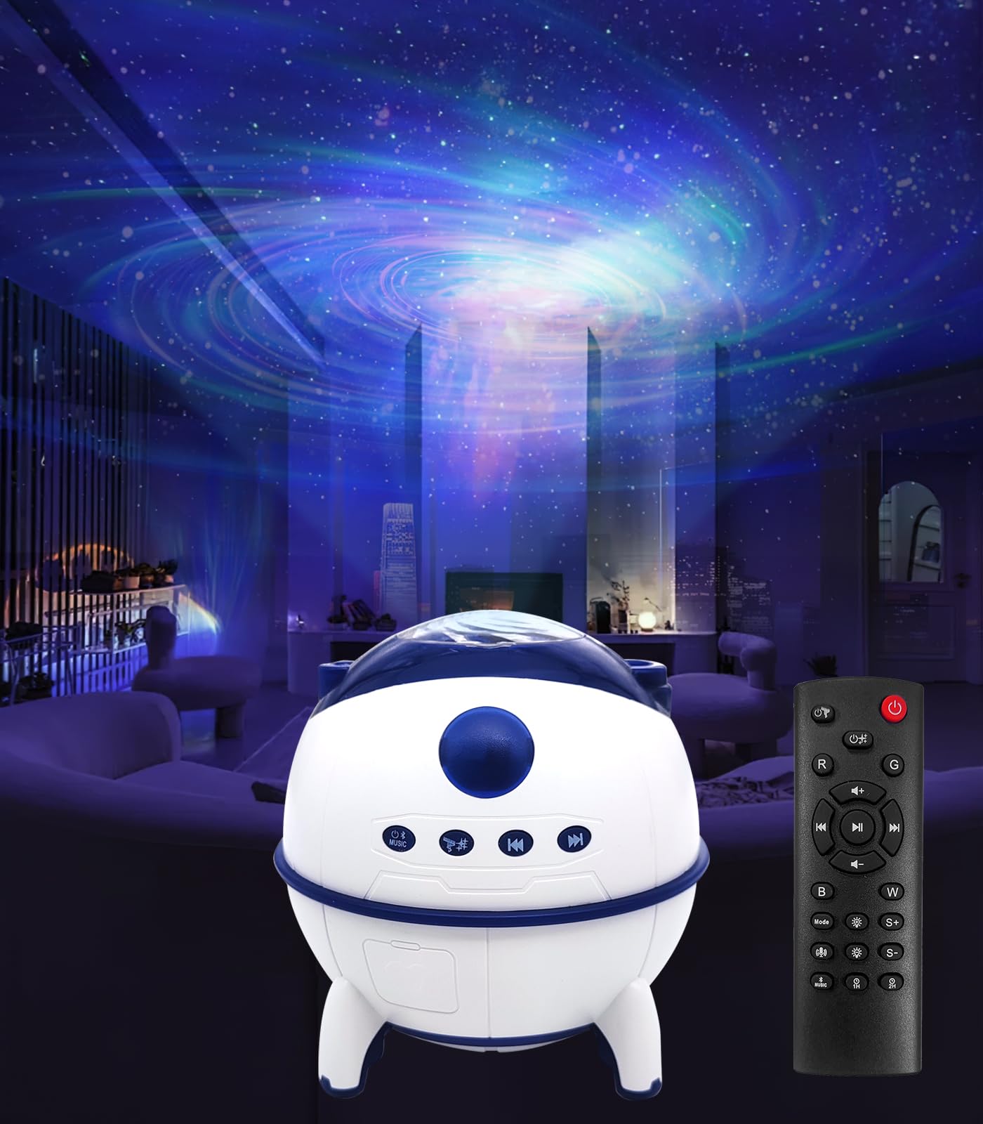 mione Space Capsule Galaxy Star Projector Galaxy Projector Sound Activated Timer Bluetooth Star Projector Night Light for Bedroom Car Party Decoration Game Rooms