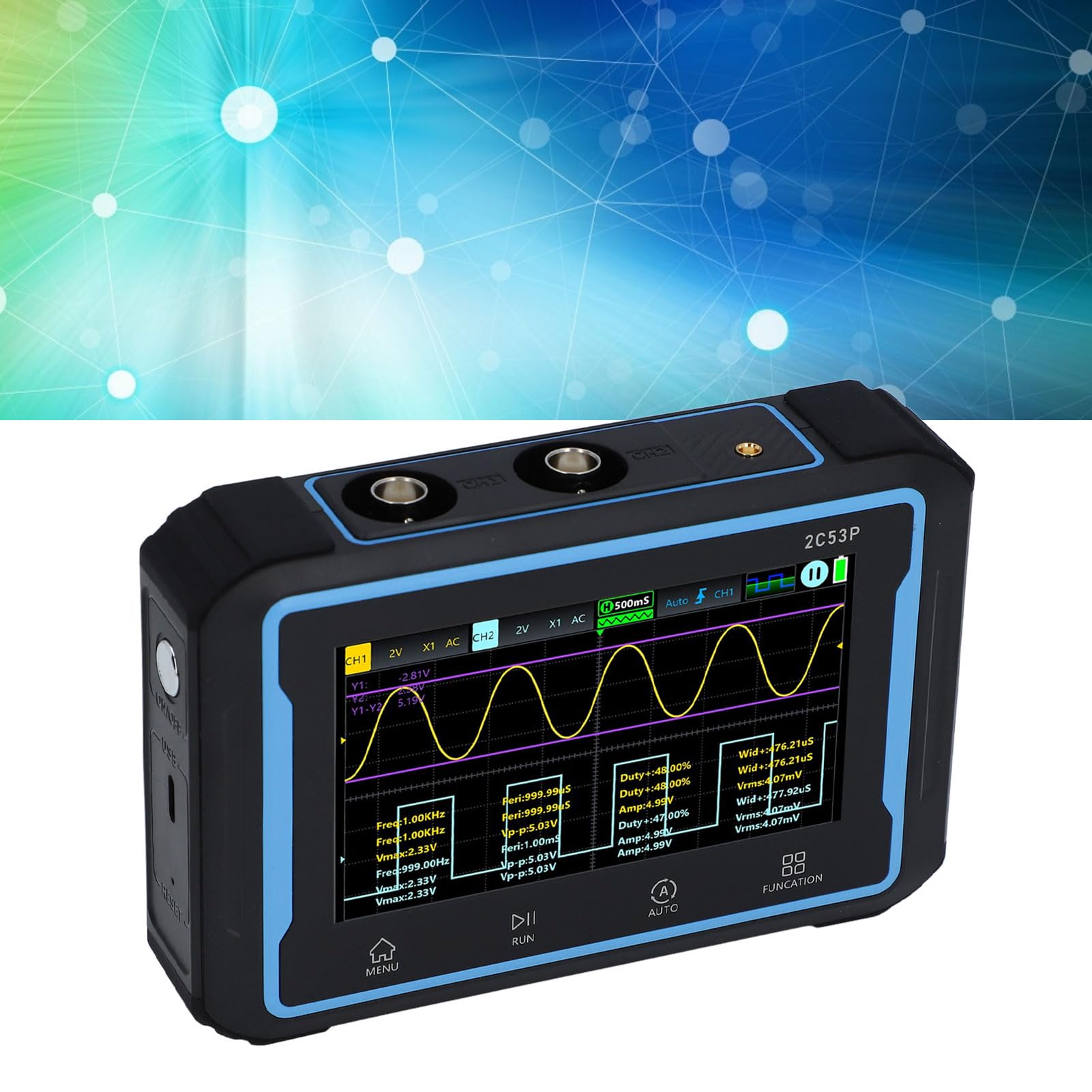 Hyuduo Multimetro Oscilloscopio Portatile 50 MHz 250 MS/s Tester Multifunzione Professionale 3 in 1 con Display LCD Retroilluminato per Ingegneri Tecnici Elettricisti