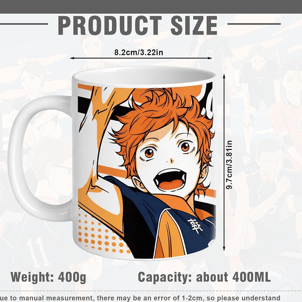 Kubek Haikyuu, 400 ml, kubek anime, Kageyama Tobio Karasuno, kubek Nishinoya, ceramiczny kubek do kawy, filiżanka do herbaty, prezent na urodziny, zakończenie szkoły, Boże Narodzenie, Halloween