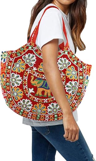 Kuber Industries Peacock Design Polyester Handcrafted Embroidery Women s Shoulder Bag, Maroon (CTKTC4361)