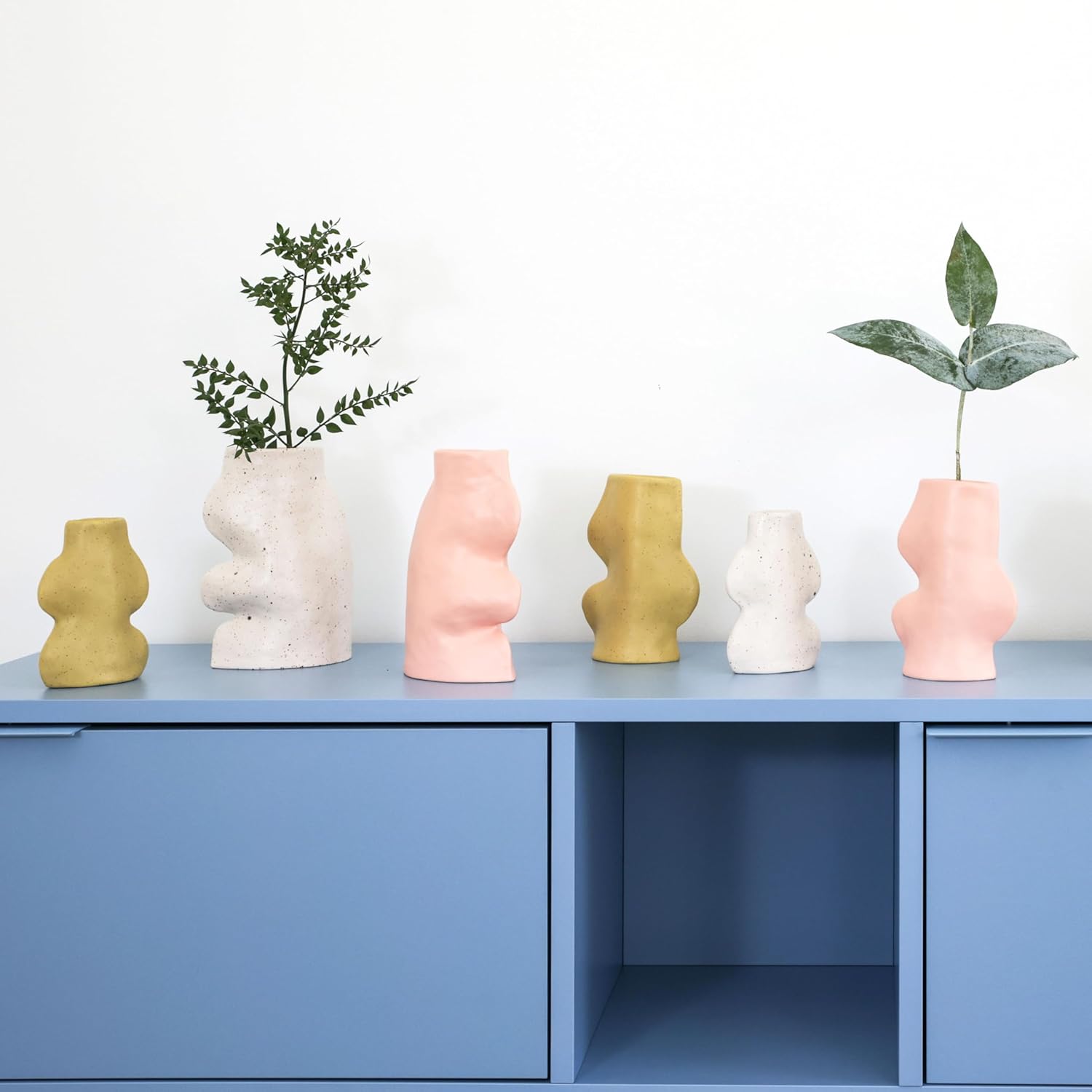 Fluxo Decorative Ceramic Vase, Pink, Large 5 x 8 inches, for Living Room, Bedroom, Dining Table, Kitchen, Wedding, Event Decor, and Gifts