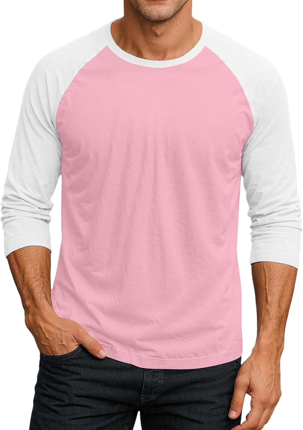 WENKOMG1 Men's Raglan 3/4 Sleeve Athletic T Shirt Casual Workout Jersey Baseball Tee Tops, S-3XL