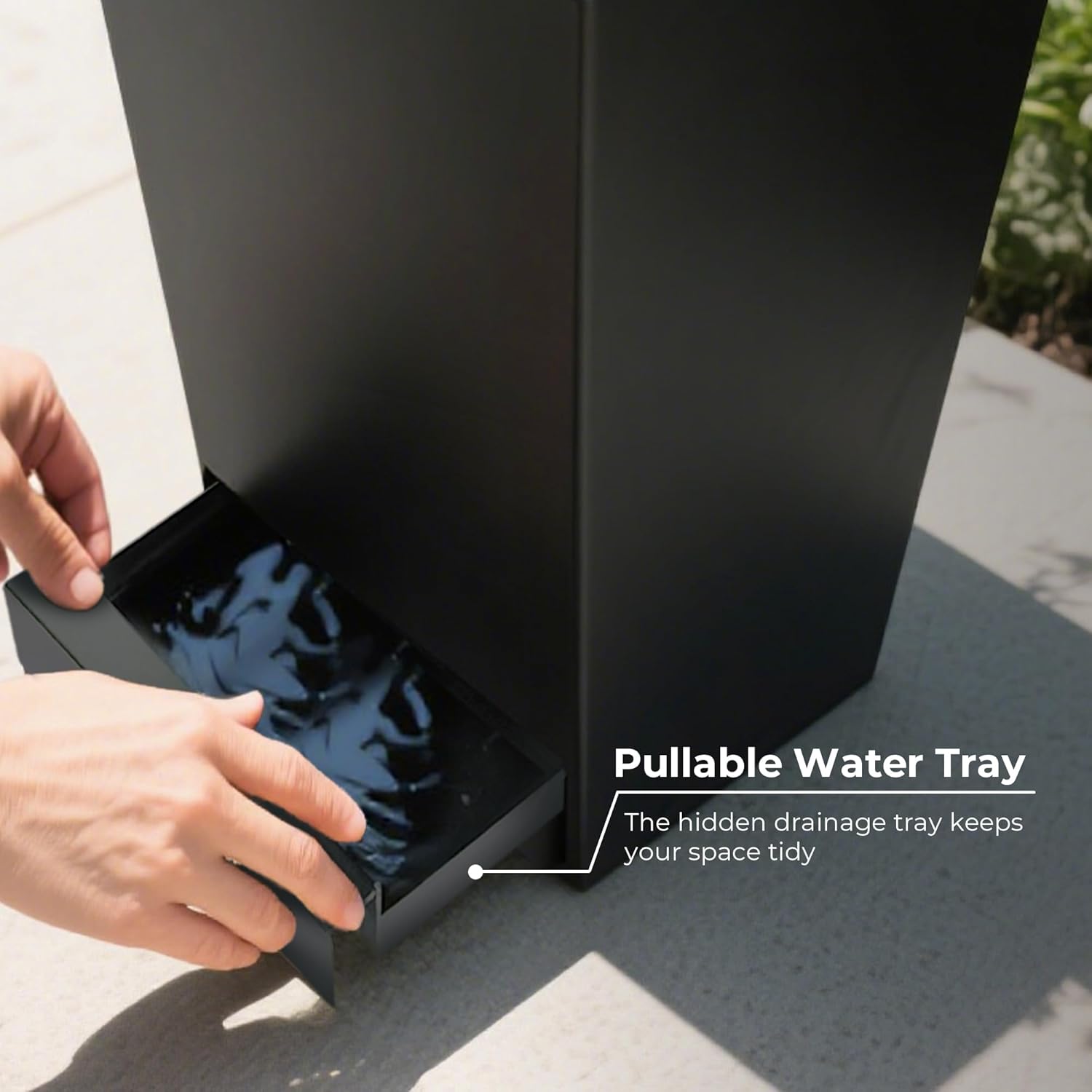 2-Pack Tall Galvanized Steel Planter Boxes with Quick-Clear Drains & Tray– Decorative 28" H Taper Planter for Indoors & Outdoors, Sturdy Metal Flower Pots for Birthday Festival & Decor