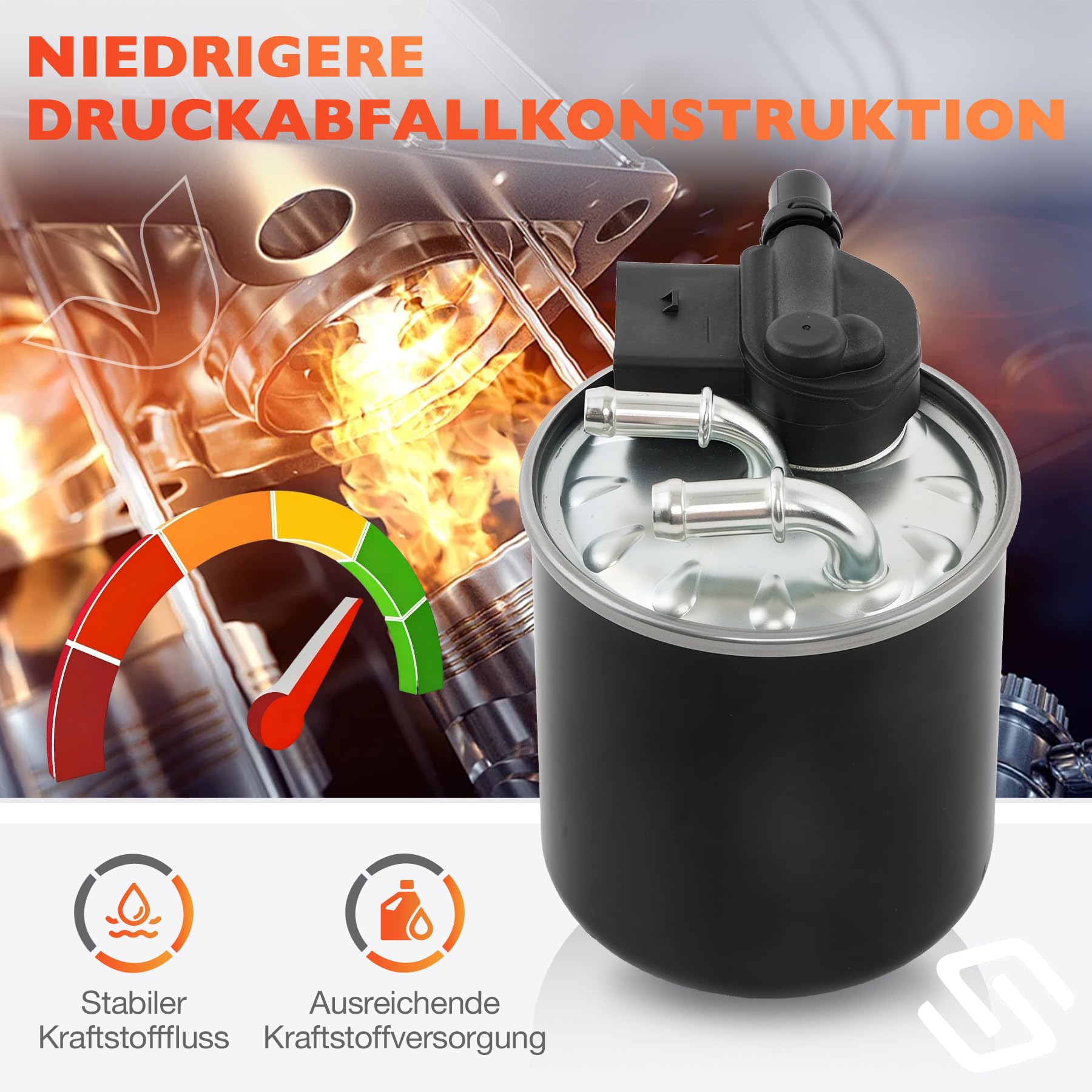 Kraftstofffilter Diesel 5-Polig Kompatibel mit Mercedes-Benz A/C/E/S/M-Klasse W176 W204 W212 W213 W166 W222 - Ersetzt# 6420906052 6420903152 6420905352 Auto Dieselfilter
