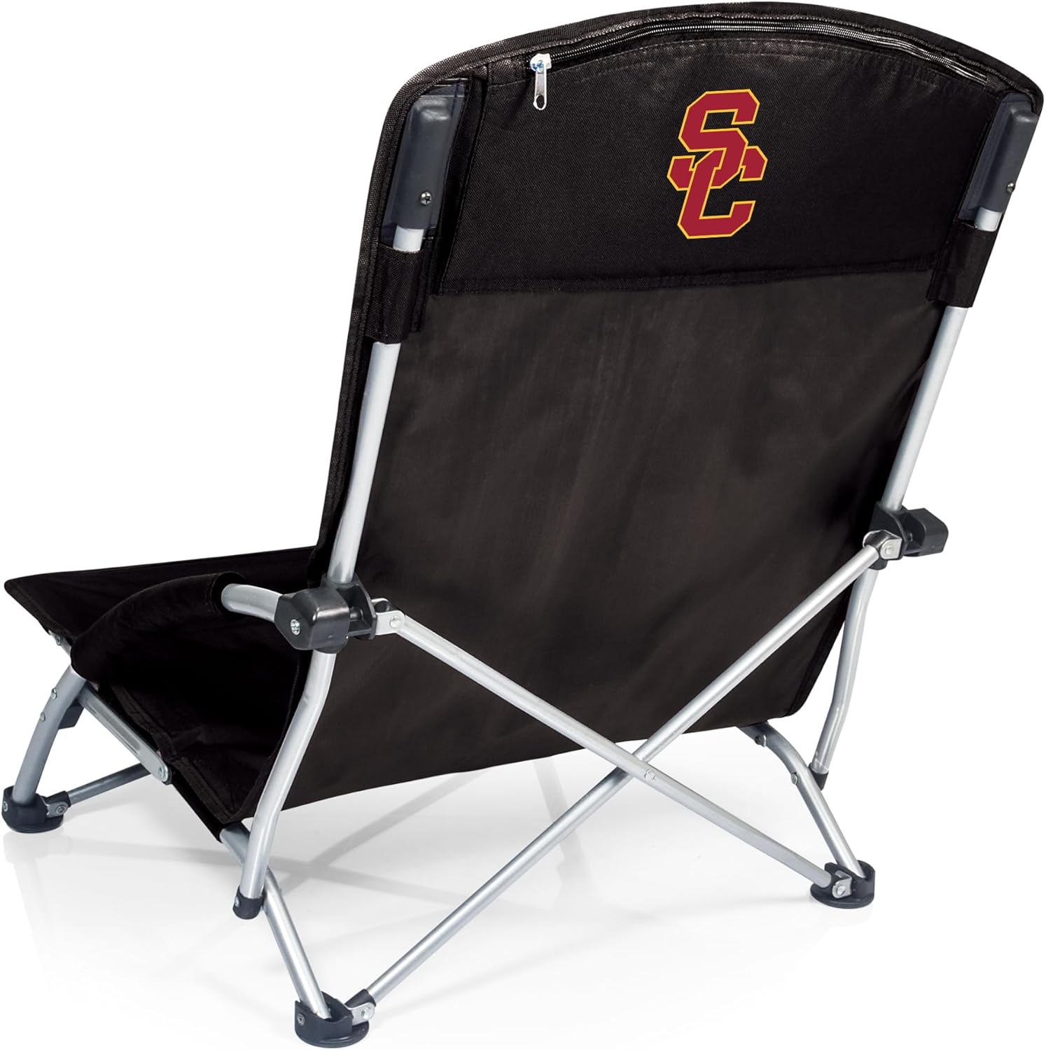 PICNIC TIME NCAA USC Trojans Tranquility Beach Chair with Carry Bag, Low Beach Chair for Adults, Low Lawn Chair, (Black)