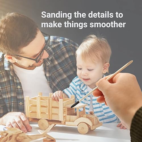 Miniatura 4 de 120 palitos de lijado, ramitas de lijado para detalles finos para modelos de plástico, carpintería, 280 granos, barra de eliminación de óxido,