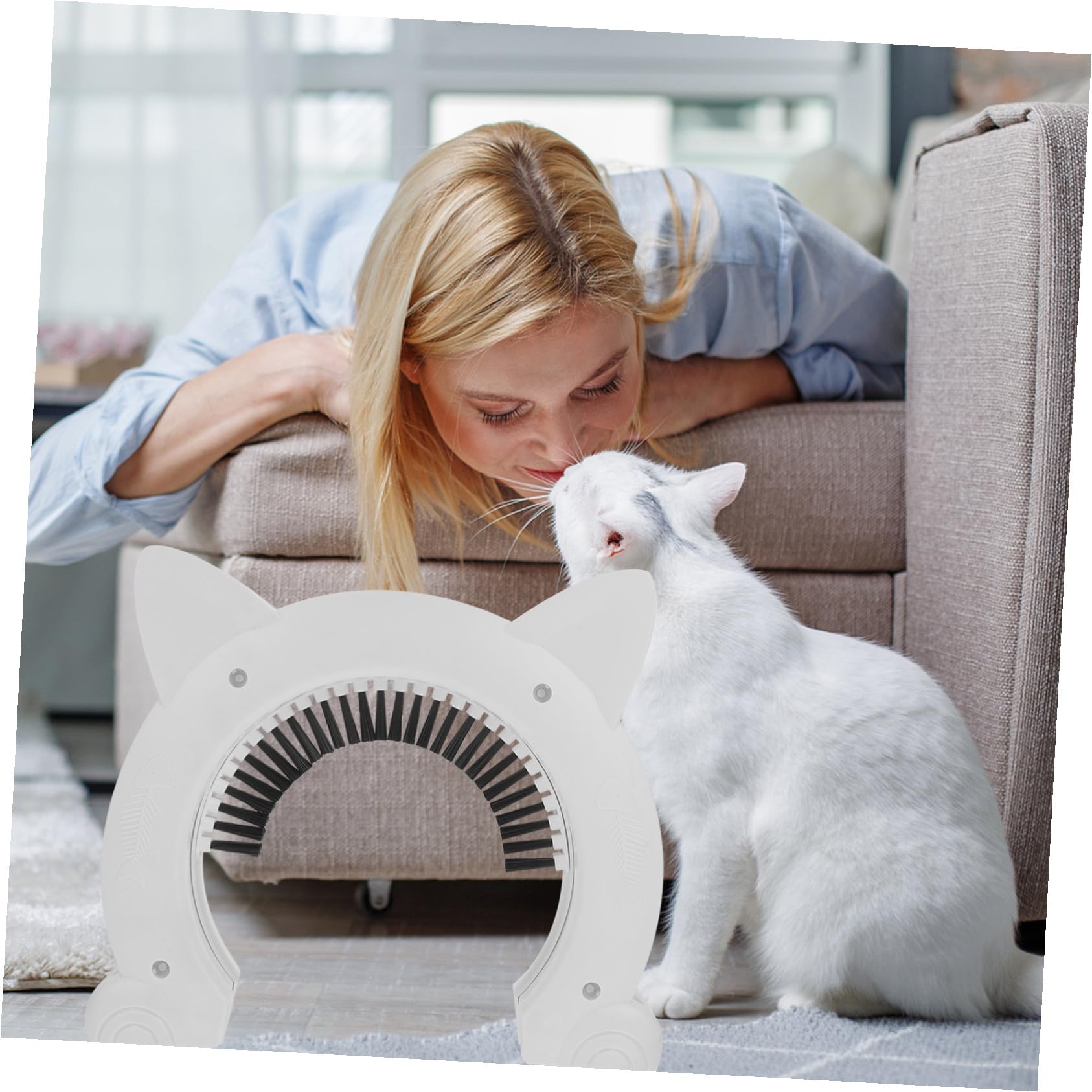 VILLCASE Chatière Porte Intérieure avec Brosse Intégrée en Plastique Abs Blanche Sécurisée et Pratique Installation Facile en 1 Set pour Chat pour Animaux Domestiques