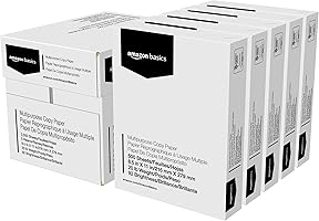 Amazon Basics Multipurpose Copy Printer Paper - White, 8.5 x 11 Inches, 5 Ream Case (2,500 Sheets)