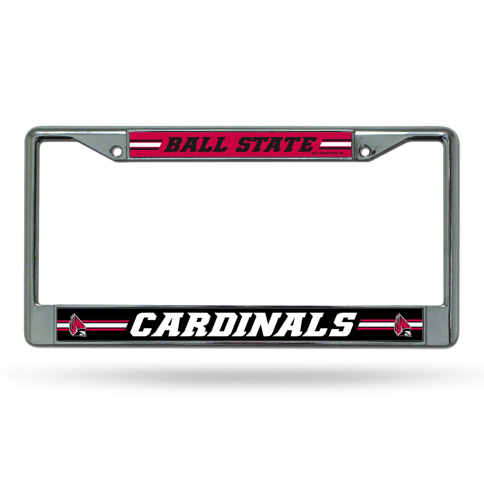 Rico Industries NCAA Ball State Cardinals Standard Chrome License Plate Frame , Silver , 12