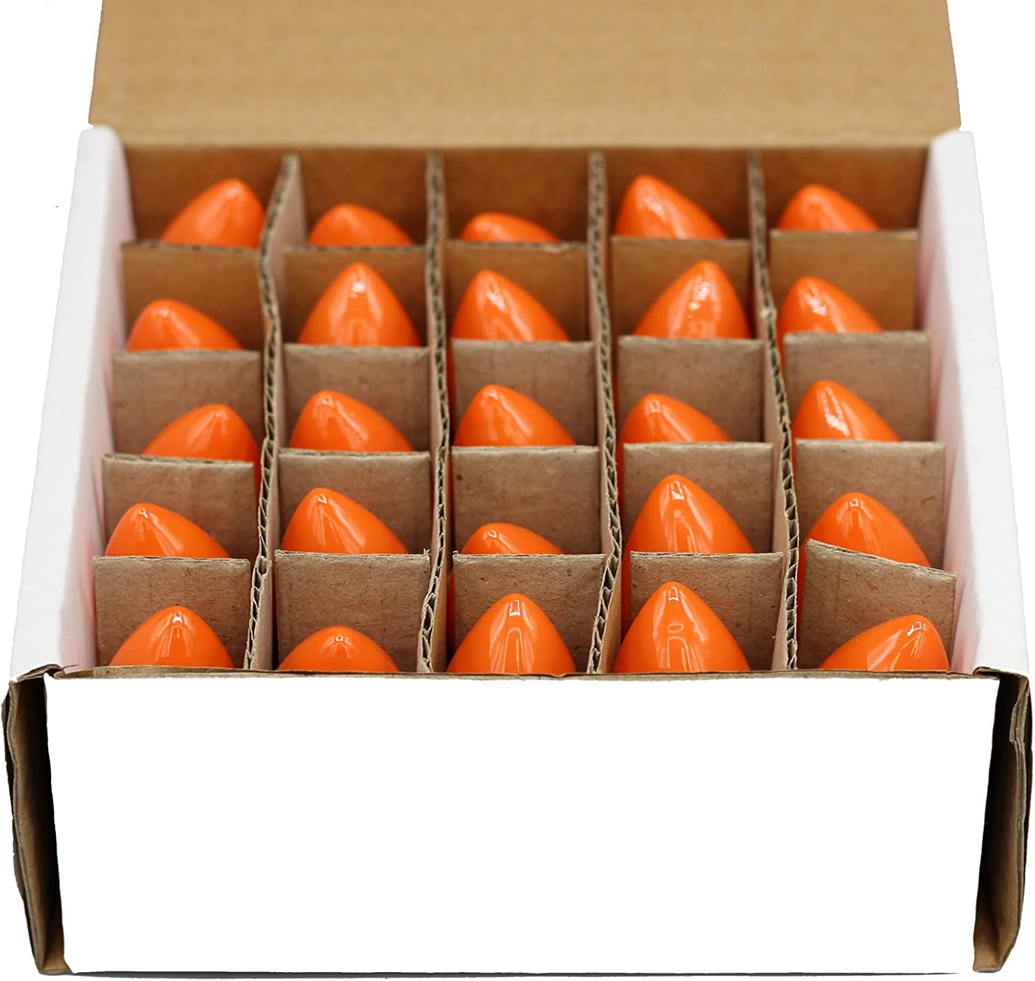 Creative Hobbies Pack of 25 C7 LED Orange Replacement Light Bulbs, 0.7W Ceramic LED Vintage Light Bulbs for C7 Outdoor String Lights, Candle Lamps, Night Lights, E12 Candelabra Base